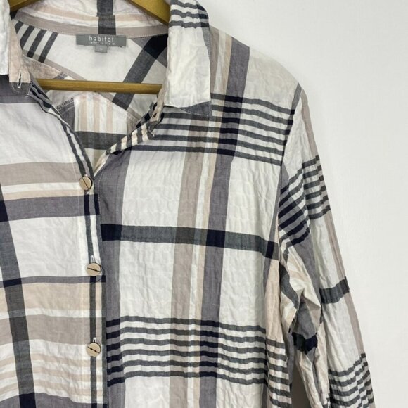Habitat Plaid Button Down Lagenlook Top - Picture 4 of 10